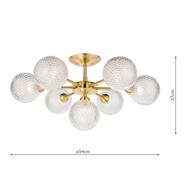 (image for) Laura Ashley Atherton 7lt Semi Flush Satin Brass Glass